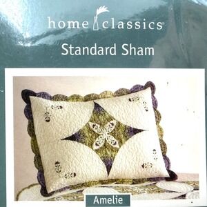 Home Classics Amelie Standard Sham Unisex 20x26 Multi Color Quilted Floral Patch